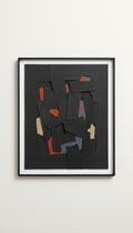 Charcoal black monochrome collage in minimalist frame